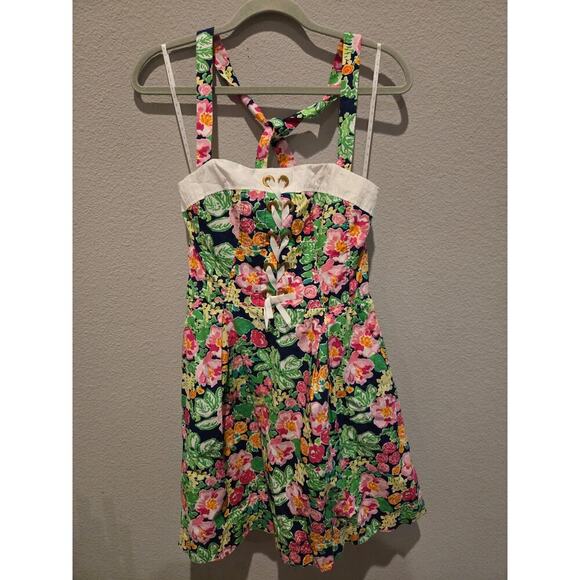 Lilly Pulitzer Women's Floral Halter Dress 4 Multicolor Short Garden Party Bloom - Picture 1 of 14